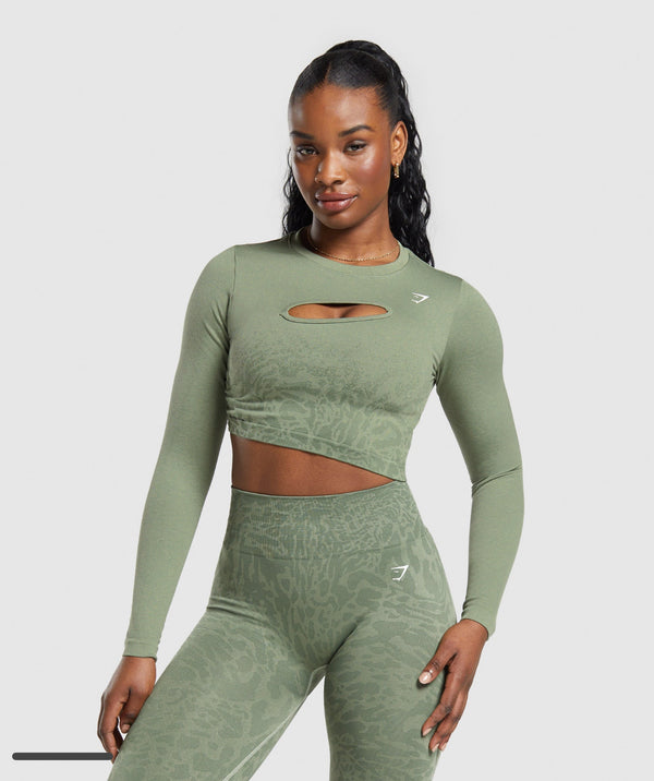 Blusa manga larga atigrado verde gymshark