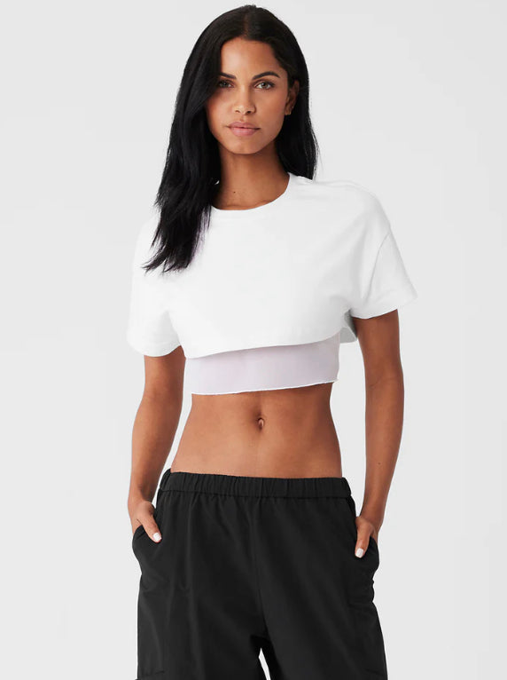 Cropped tee mesh alo